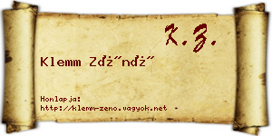 Klemm Zénó névjegykártya